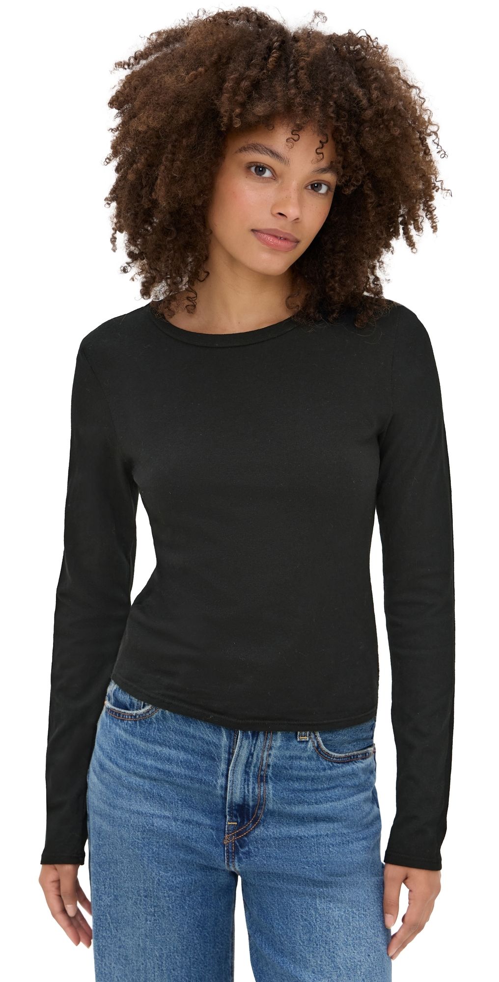 perfectwhitetee Jamie Recycled Cotton Long Sleeve Crew True Black XL