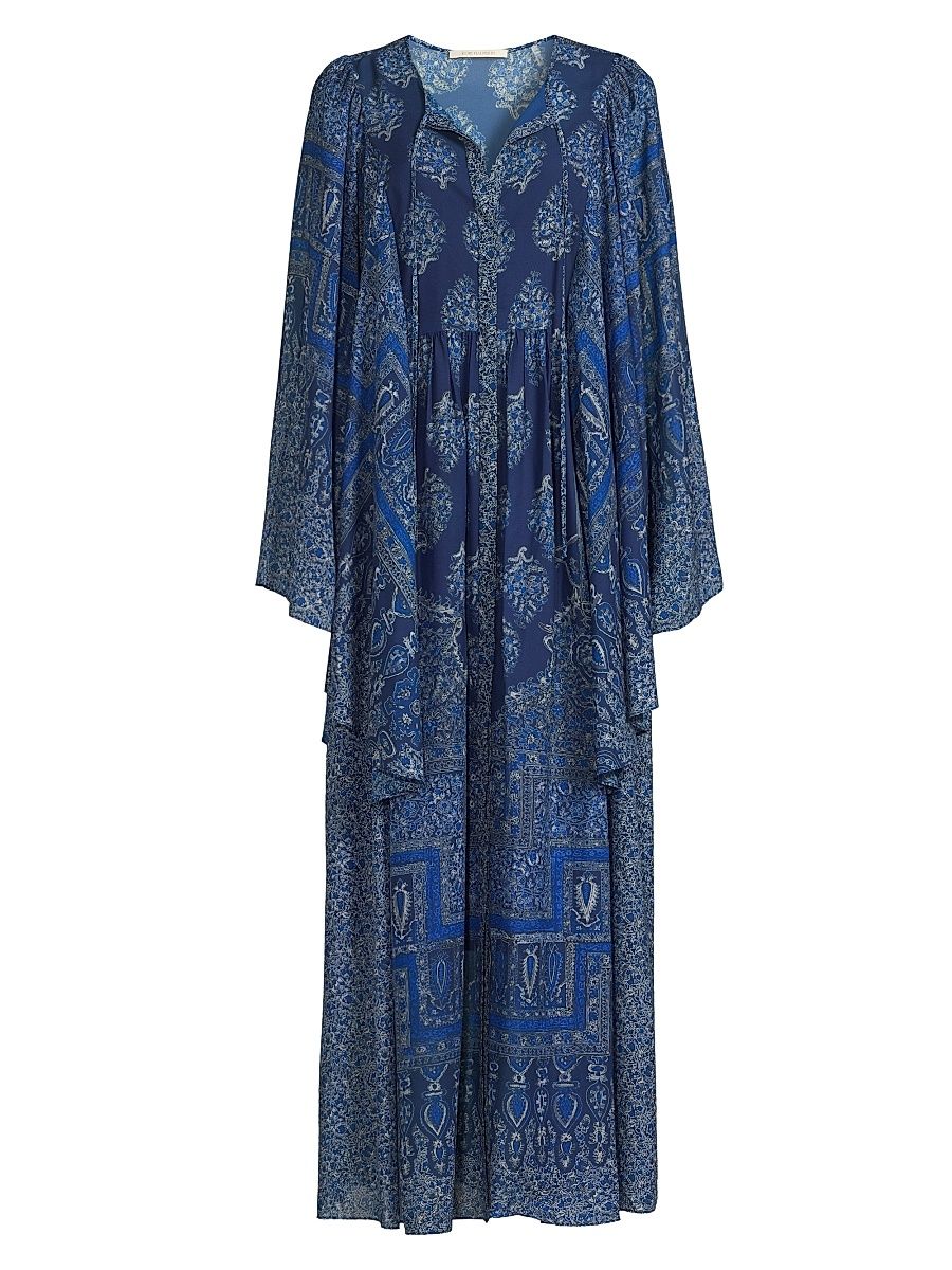 Women's Salem Chiffon Maxi Dress - Indigo Multi - Size Medium