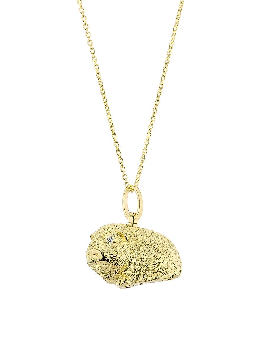 Women's Tiny Treasures 18K Yellow Gold & 0.02 TCW Diamond Guinea Pig Pendant Necklace - Yellow Gold