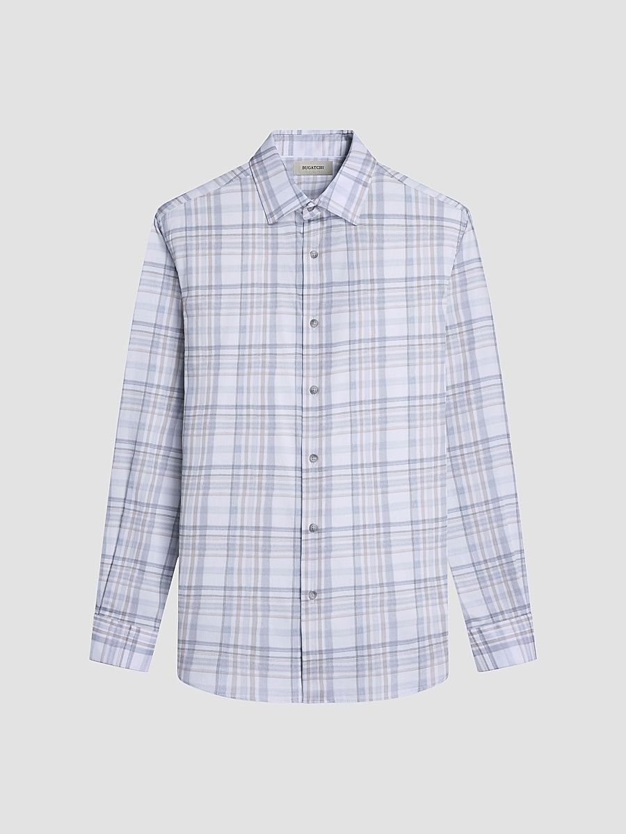 Men's Axel Woven Shaped Stretch-Cotton Shirt - Platinum - Size XL