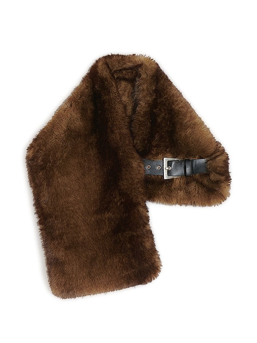 Women's Rowen Faux-Mink Buckle Scarf - Mink