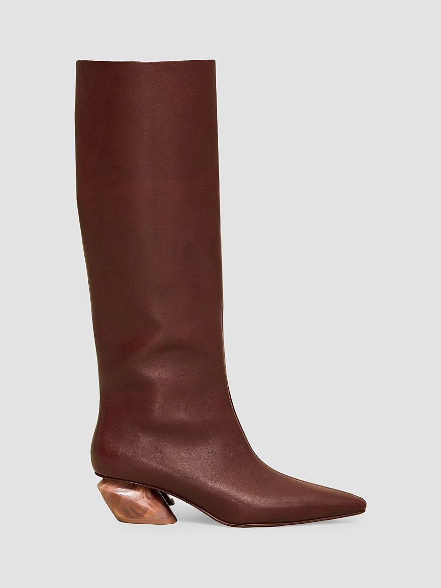 Women's City Leather Knee-High Boots - Dark Winter Plum - Size 6