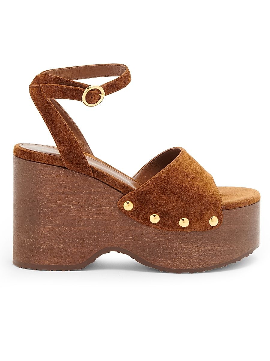 Women's 95MM Suede Platform Sandals - Praline - Size 12