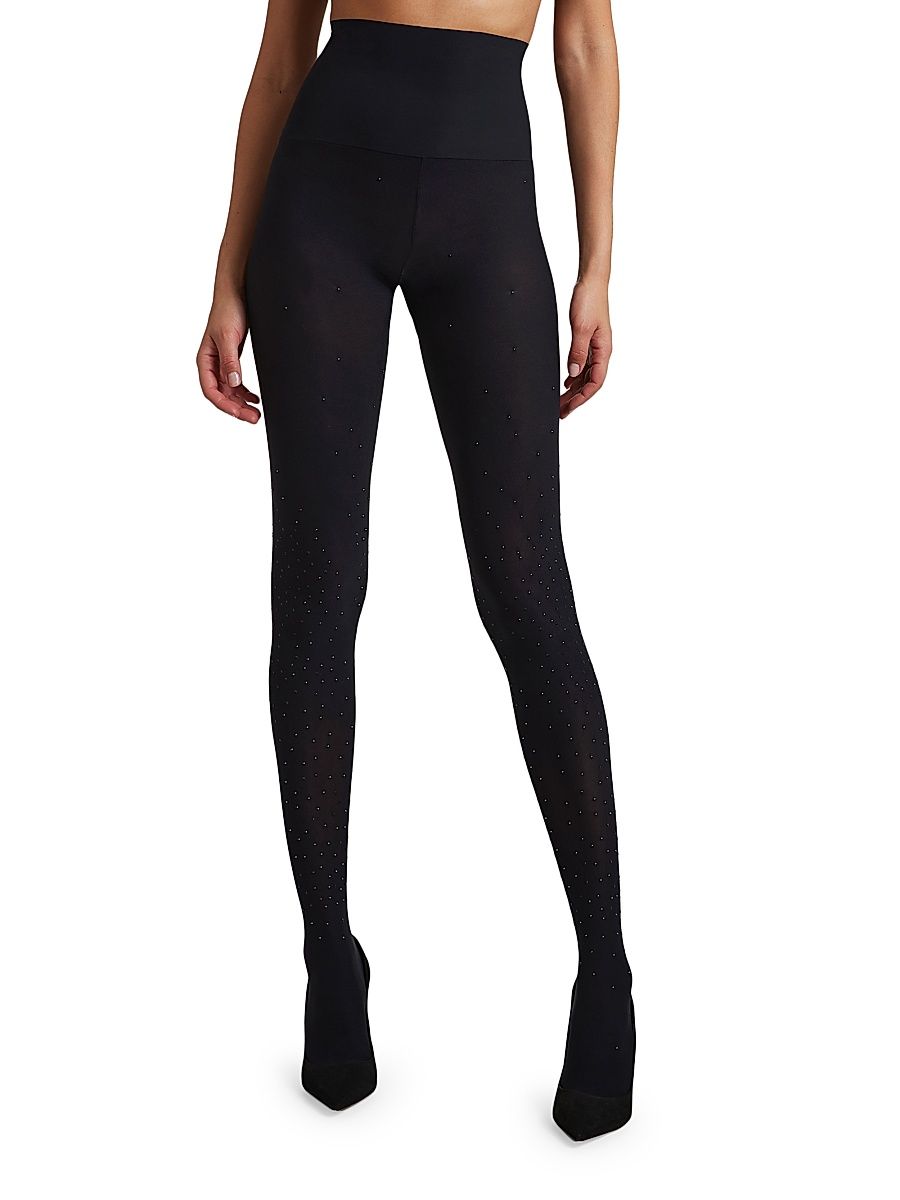 Women's Embellished Ultimate Opaque Tights - Black - Size Medium