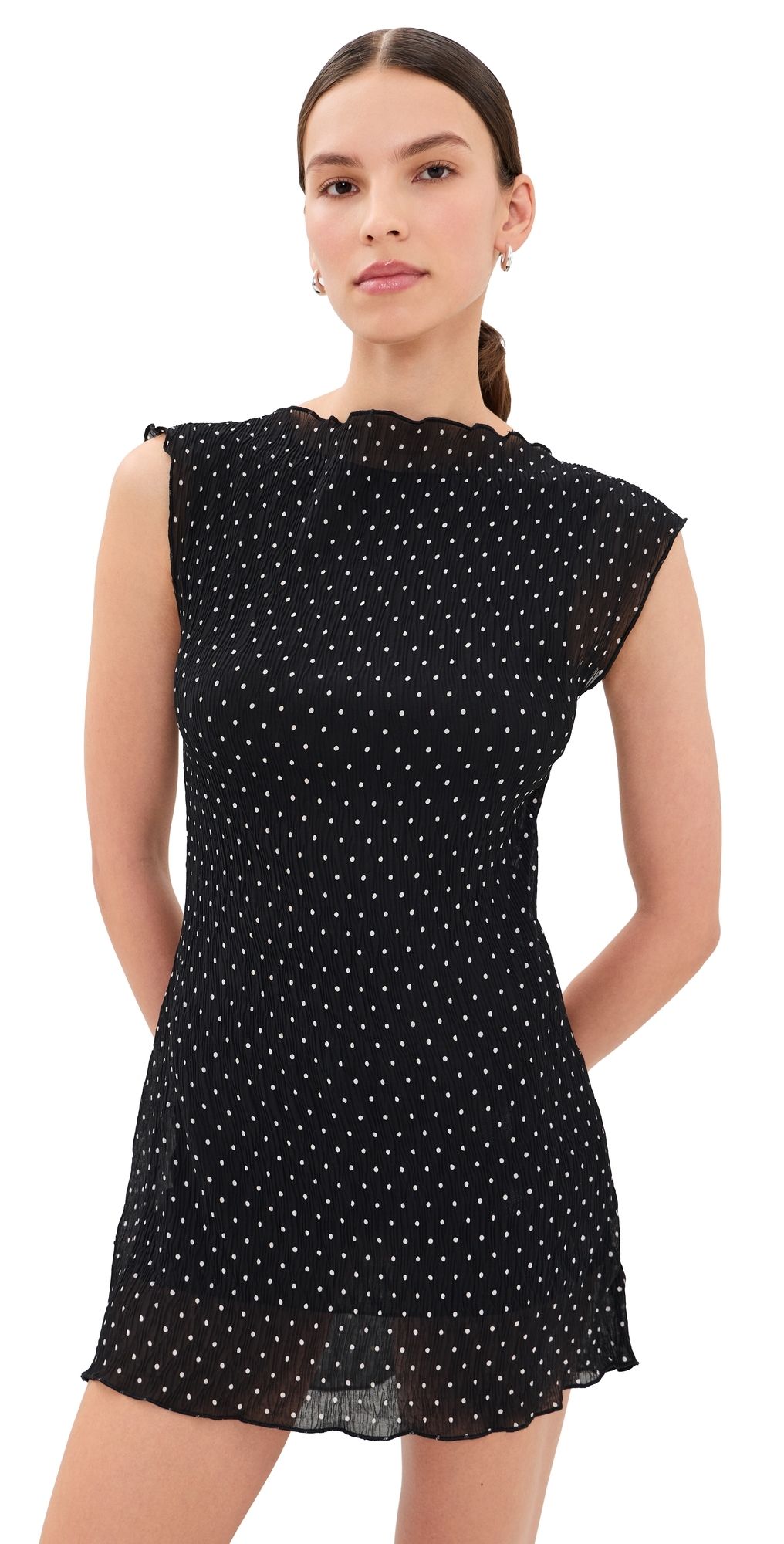 Lioness Mariner Mini Dress NOIR POLKA M