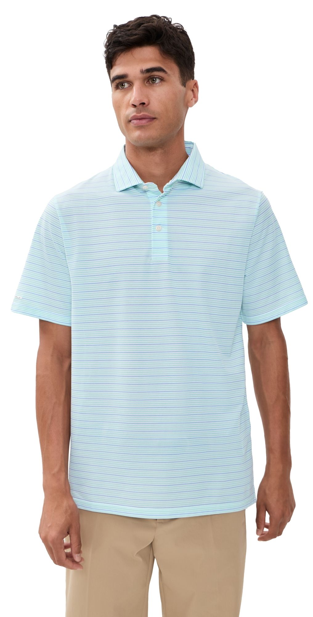 RLX Ralph Lauren Thin Multi Stripe Tour Pique Polo Light Mint Multi XXL