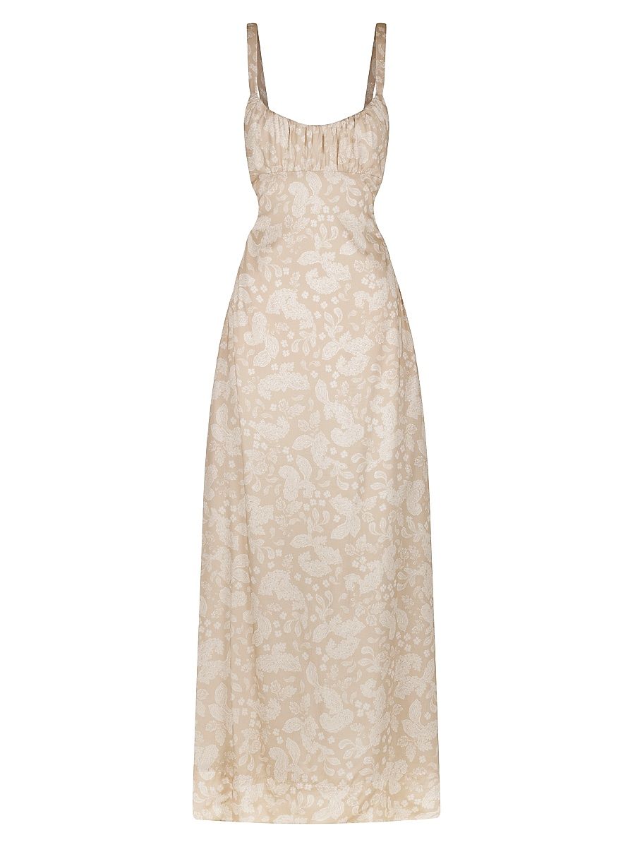 Women's Carlos Floral Midi-Dress - Tan Paisley - Size XS