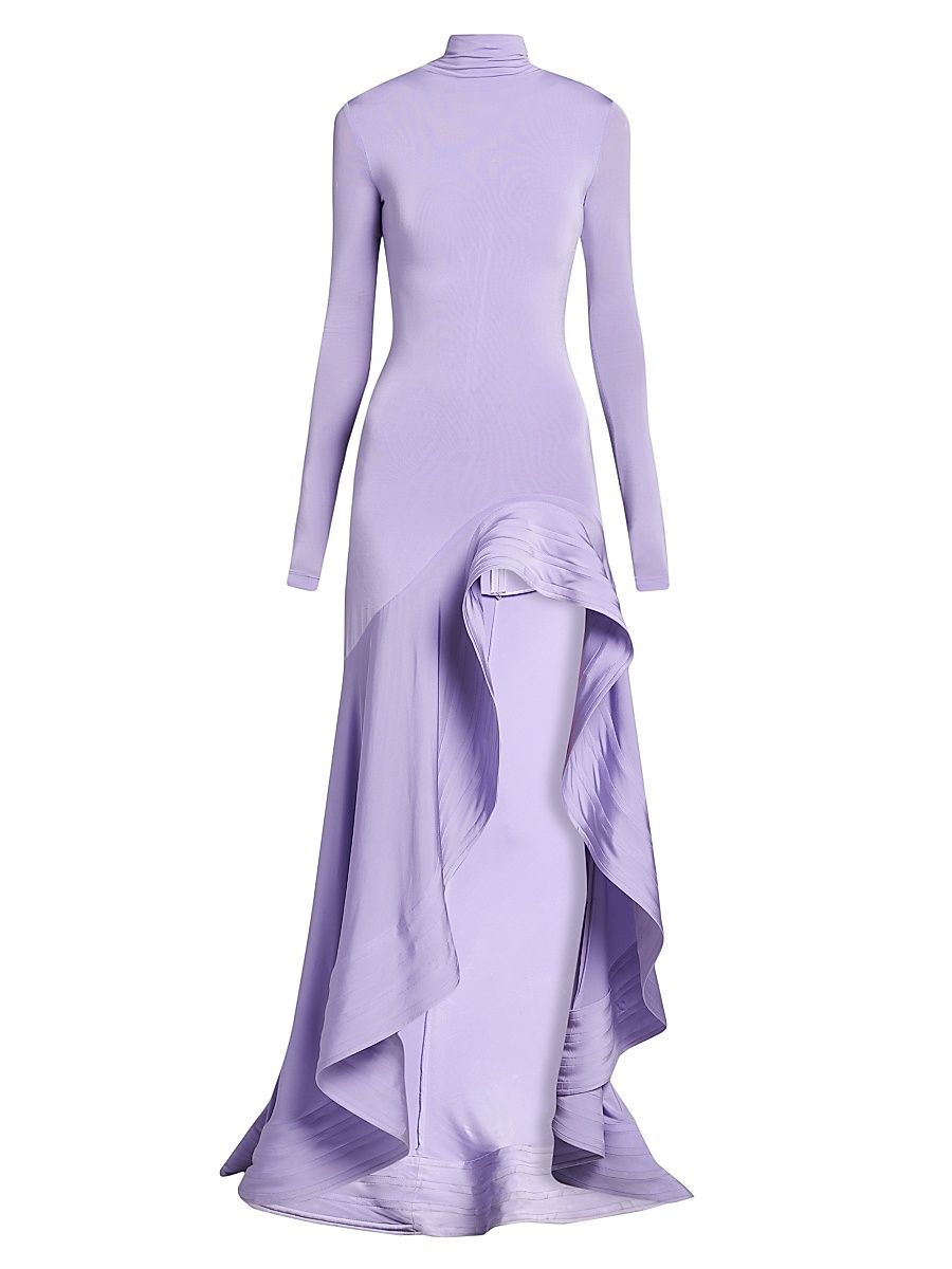 Women's Crepe Jersey Frill Cocktail Dress - Lilac - Size 12