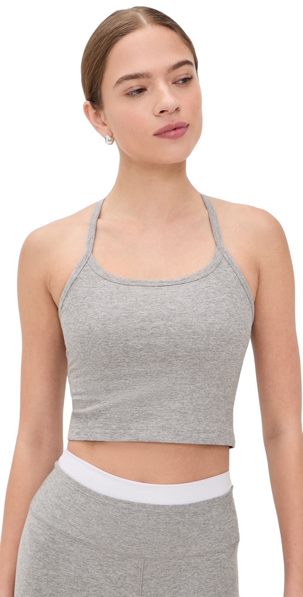 Beyond Yoga Spacedye Slim Racerback Cropped Tank Silver Mist S