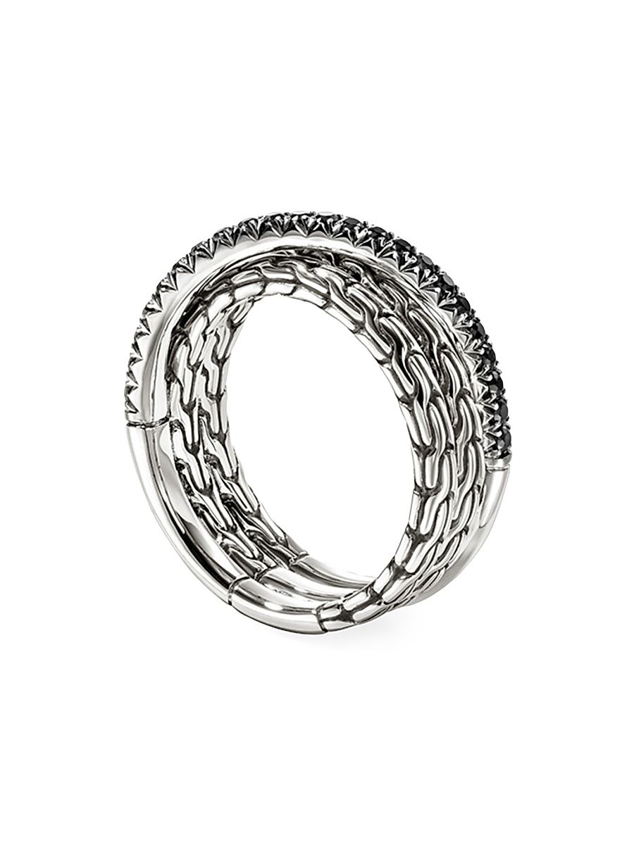 Women's JH Essentials Sterling Silver & Black Sapphire Crossover Ring - Silver - Size 8