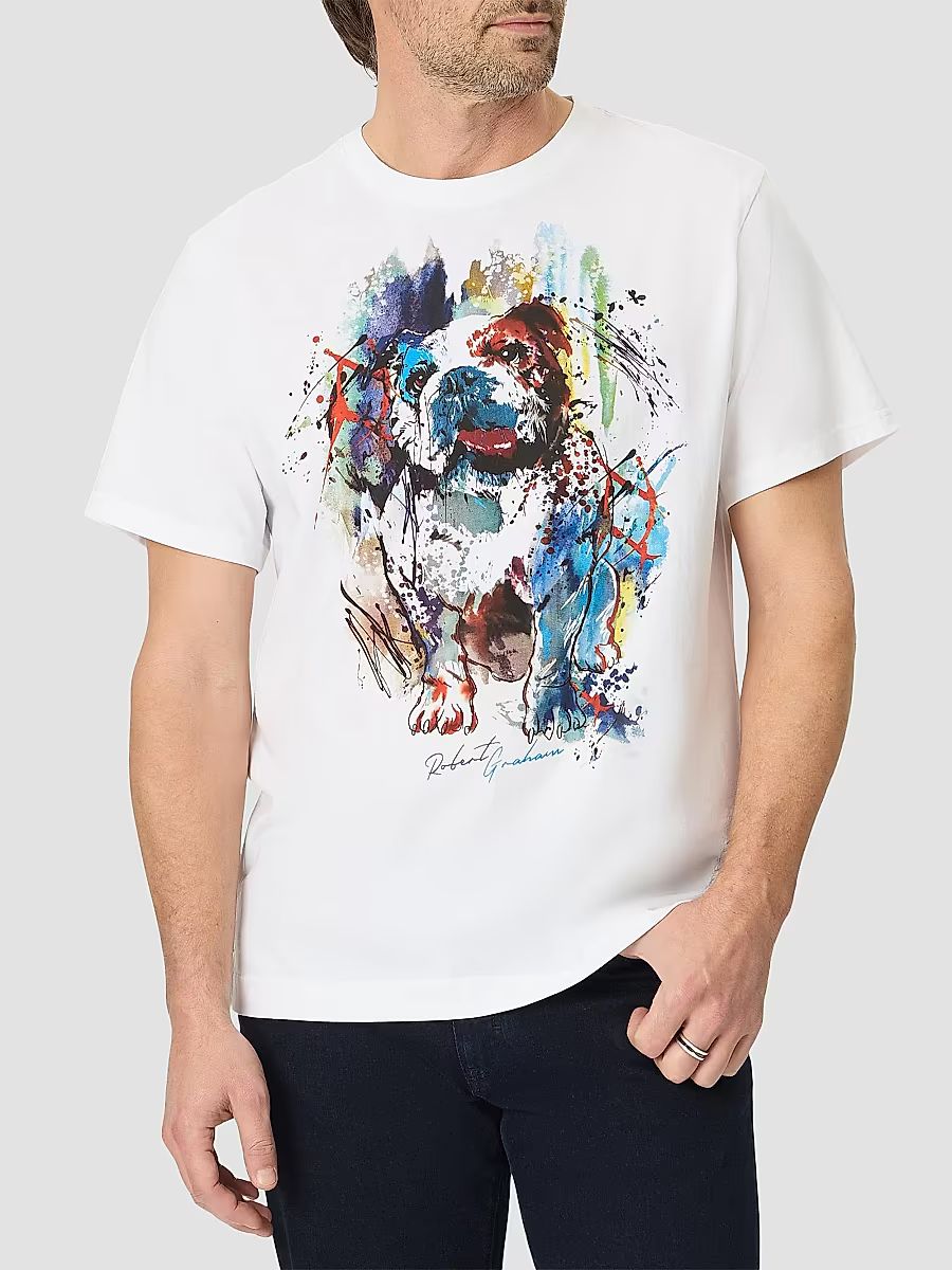 Men's Ruff Sketch Graphic Cotton T-Shirt - White - Size XXL