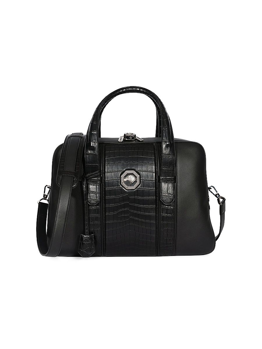 Men's Versatile Croc Briefcase with Lock - Blue