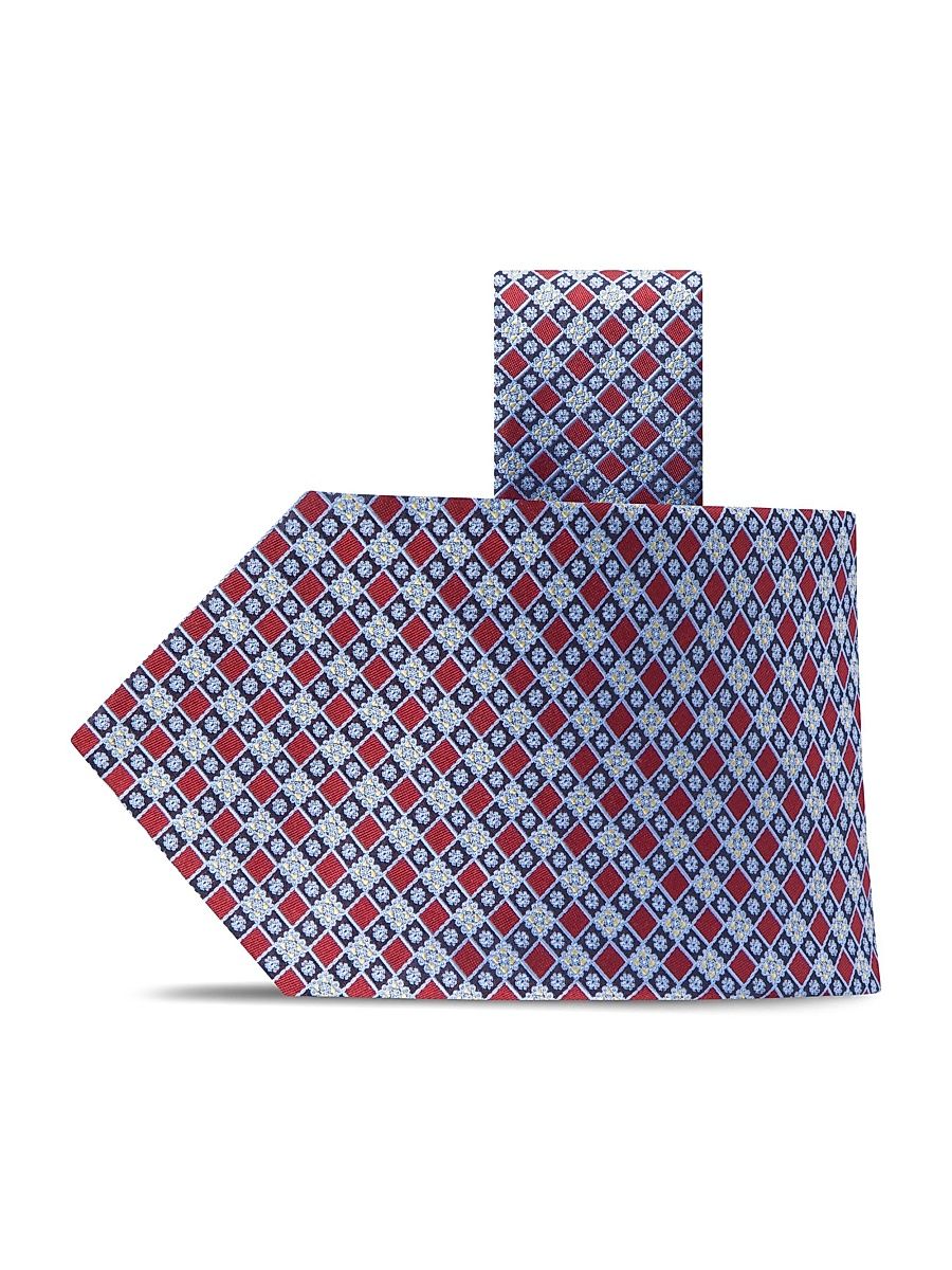 Men's Luxury Tie - Open Blue And Red