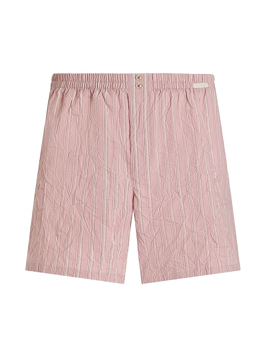 Men's Striped Crinkled Boxer Shorts - Rigato - Size Large