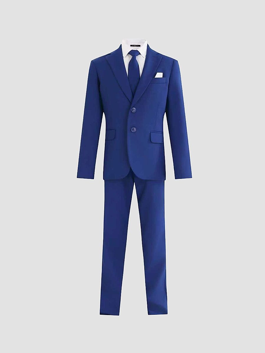 Four Piece Suit with Peak Lapel - Royal Blue - Size 16