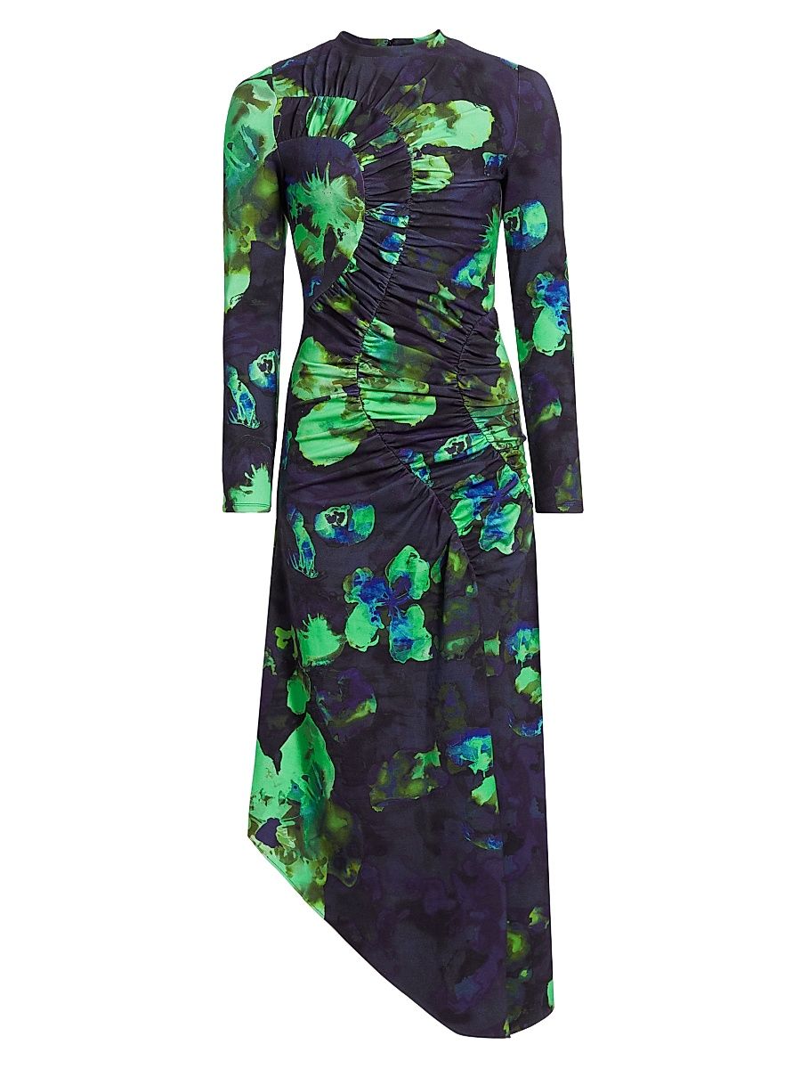 Women's Milani Floral Ruched Midi-Dress - Bubble Coral - Size 0