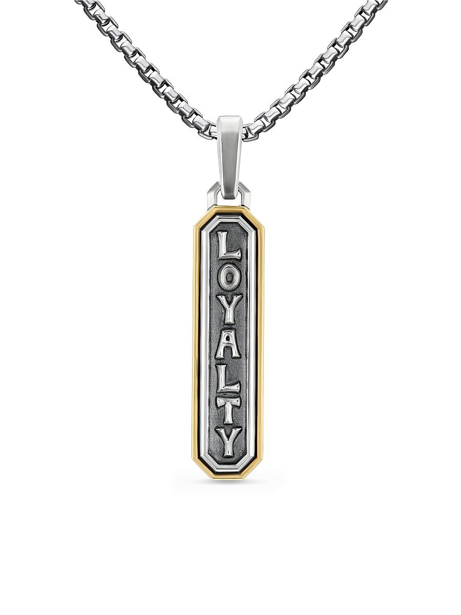 Men's Loyalty Amulet in Sterling Silver with 14K Yellow Gold, 35MM - Silver