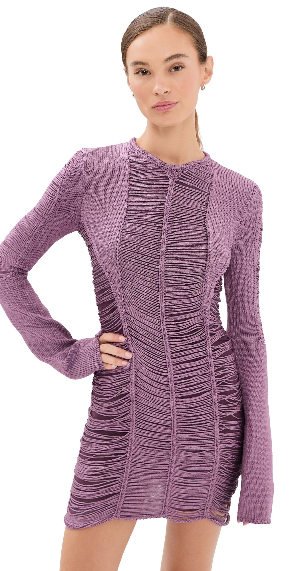 The Attico Fringe Mini Dress Dark Purple 44