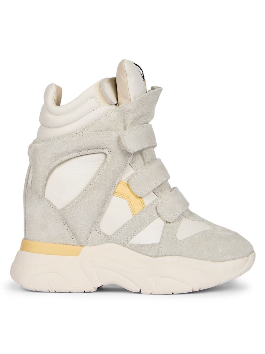 Isabel Marant Women's Balskee Suede-Leather High-Top Sneakers - Chalk Butter - Size 8