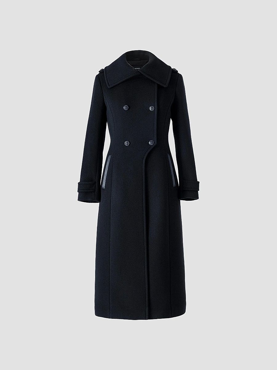 Women's Elodie Double-Breasted Wool Coat - Black - Size Medium