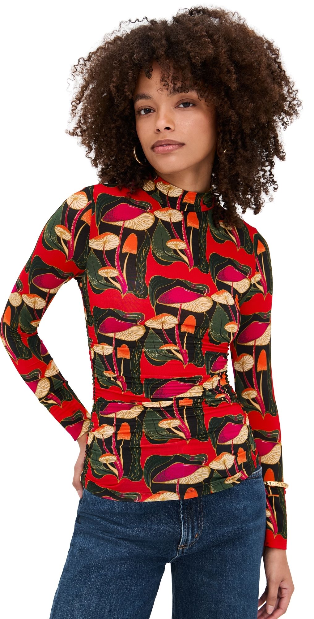 FARM Rio Wild Mushrooms Black Jersey Blouse Wild Mushrooms Black XL