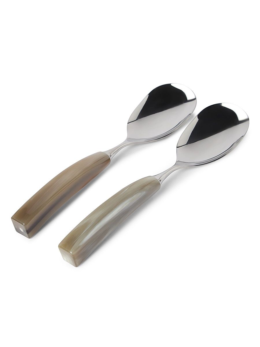 Buffalo Horn and Steel Risotto Serving Set - Natural Horn