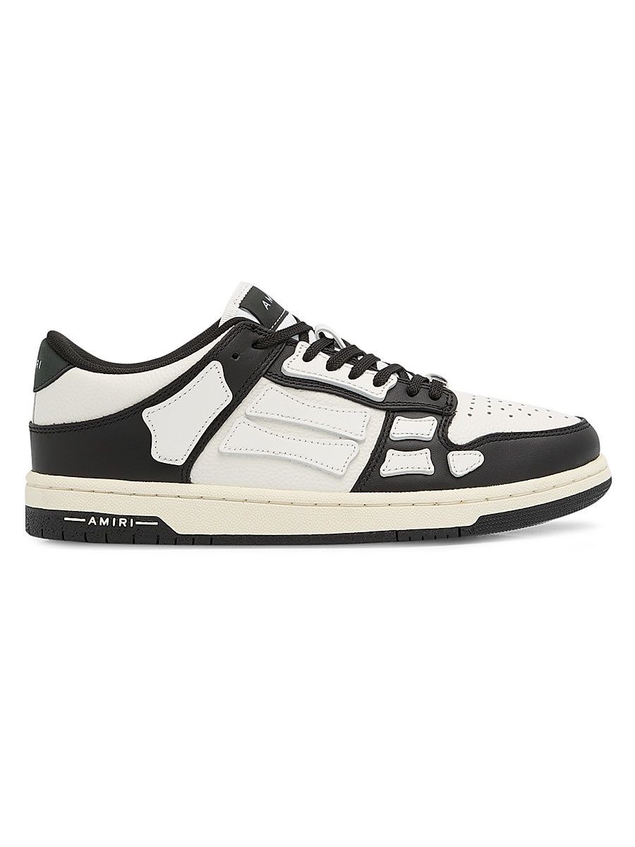Women's Skel Top Low Leather Sneakers - Black White - Size 7