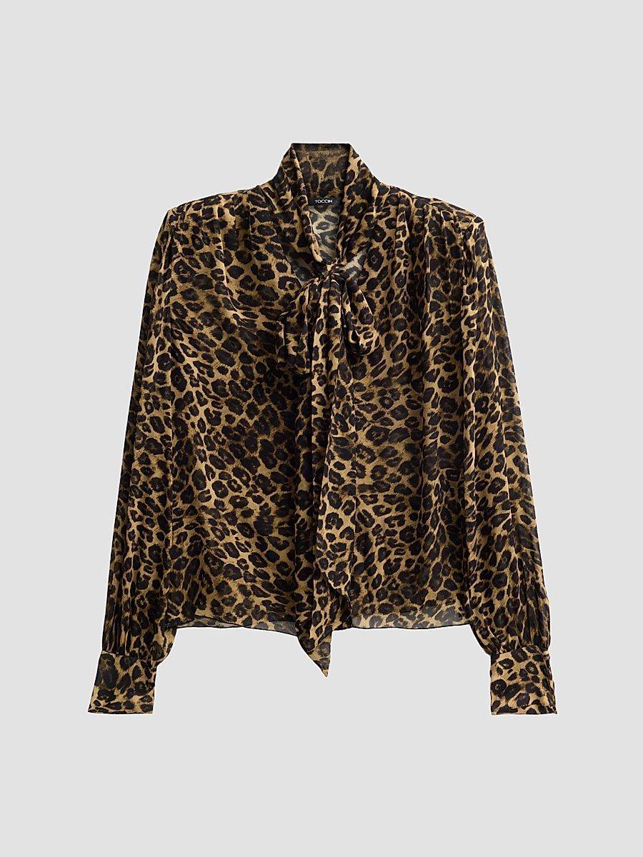 Women's Kaila Leopard Print Blouse - Leopard - Size XL