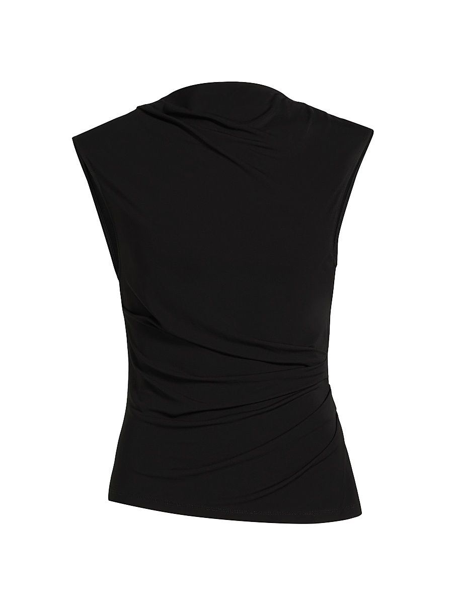 Women's Casmi Ruched Stretch Jersey Top - Black - Size XL