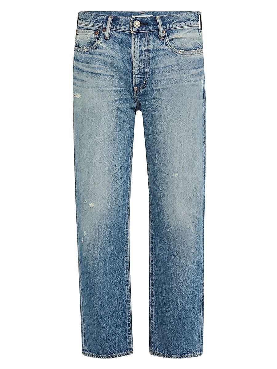 Women's Quogue Mid-Rise Distressed Boyfriend Jeans - Blue - Size 28