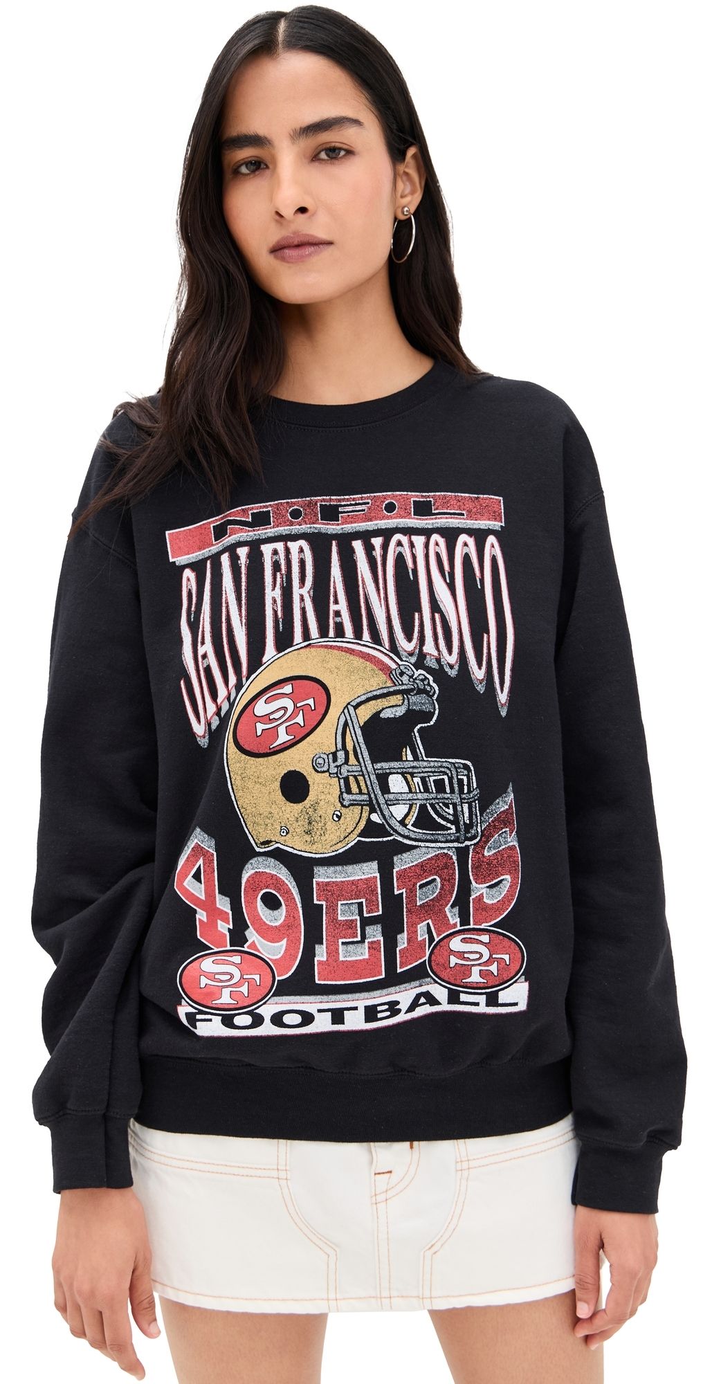 Junk Food 49ers Helmet Crew Fleece Black XS