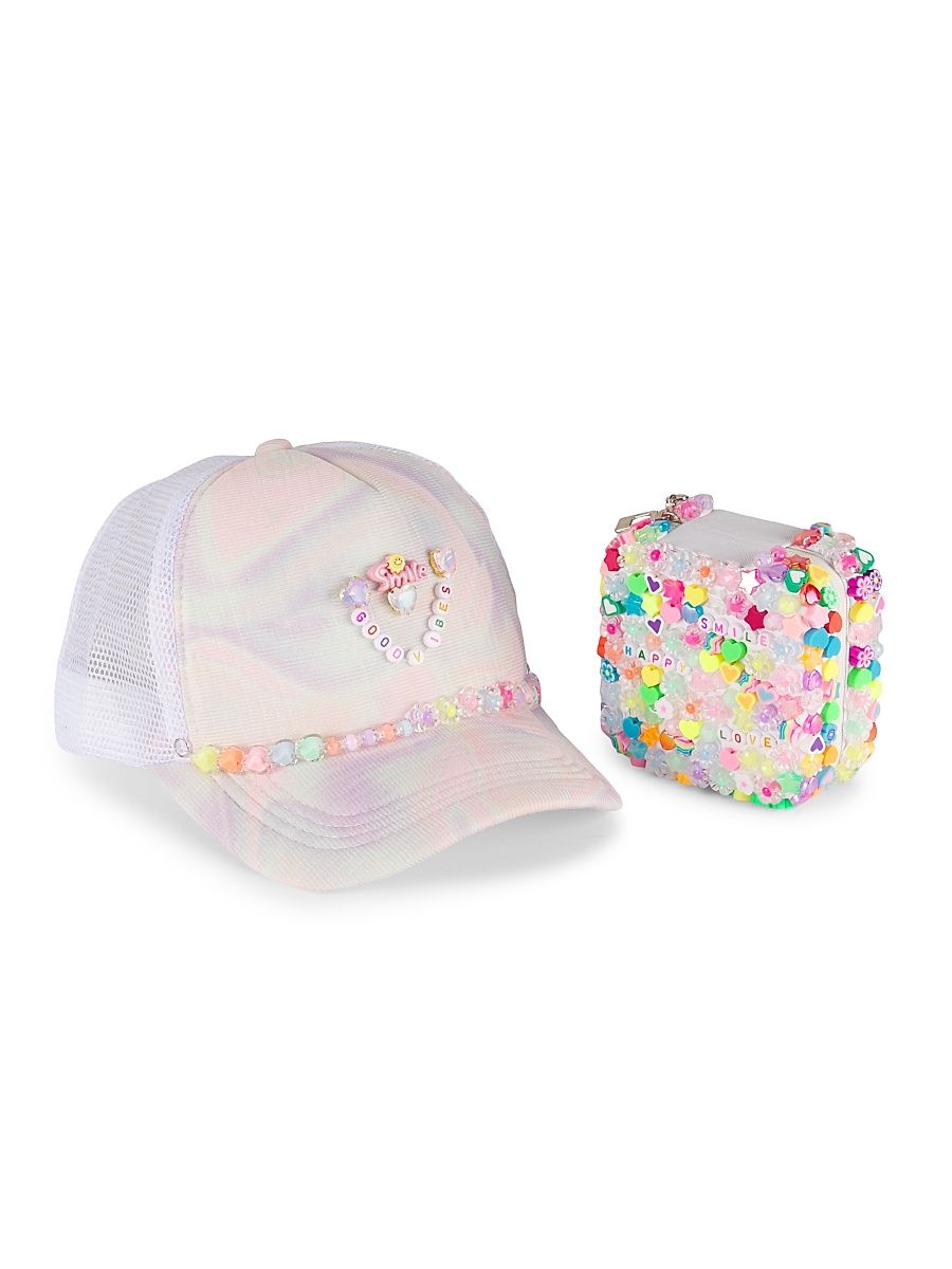Girl's Good Vibes Hat & Charm Jewelry Box Set