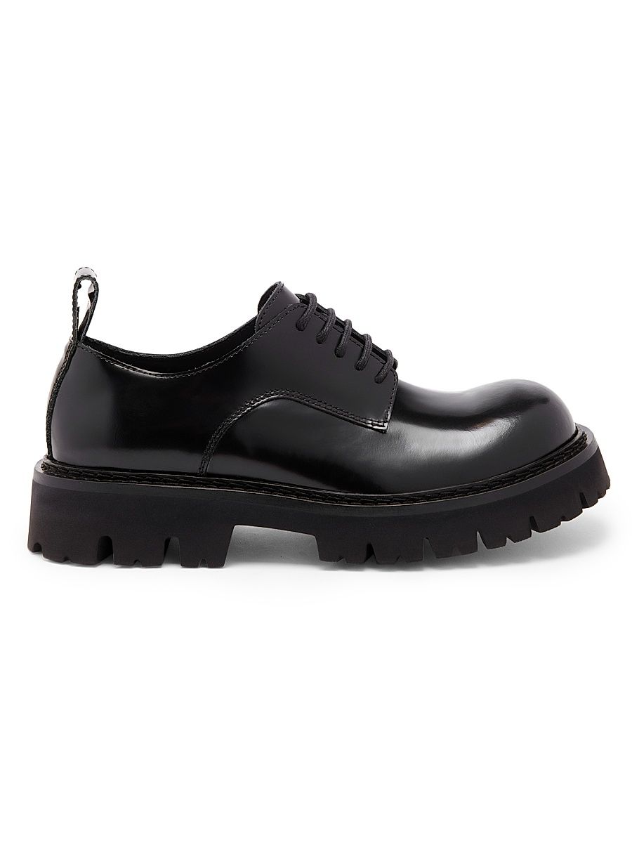 Men's Leather Lug Sole Shoes - Black - Size 13