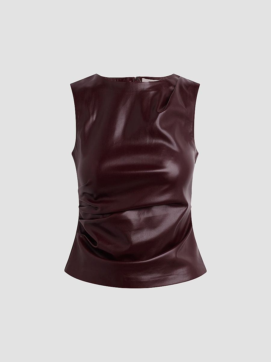 Women's The Meg Faux-Leather Top - Cabernet - Size XS