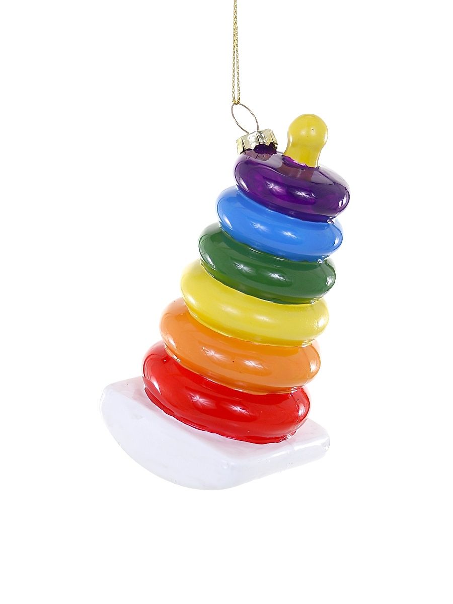 Toy Ring Pyramid Glass Ornament
