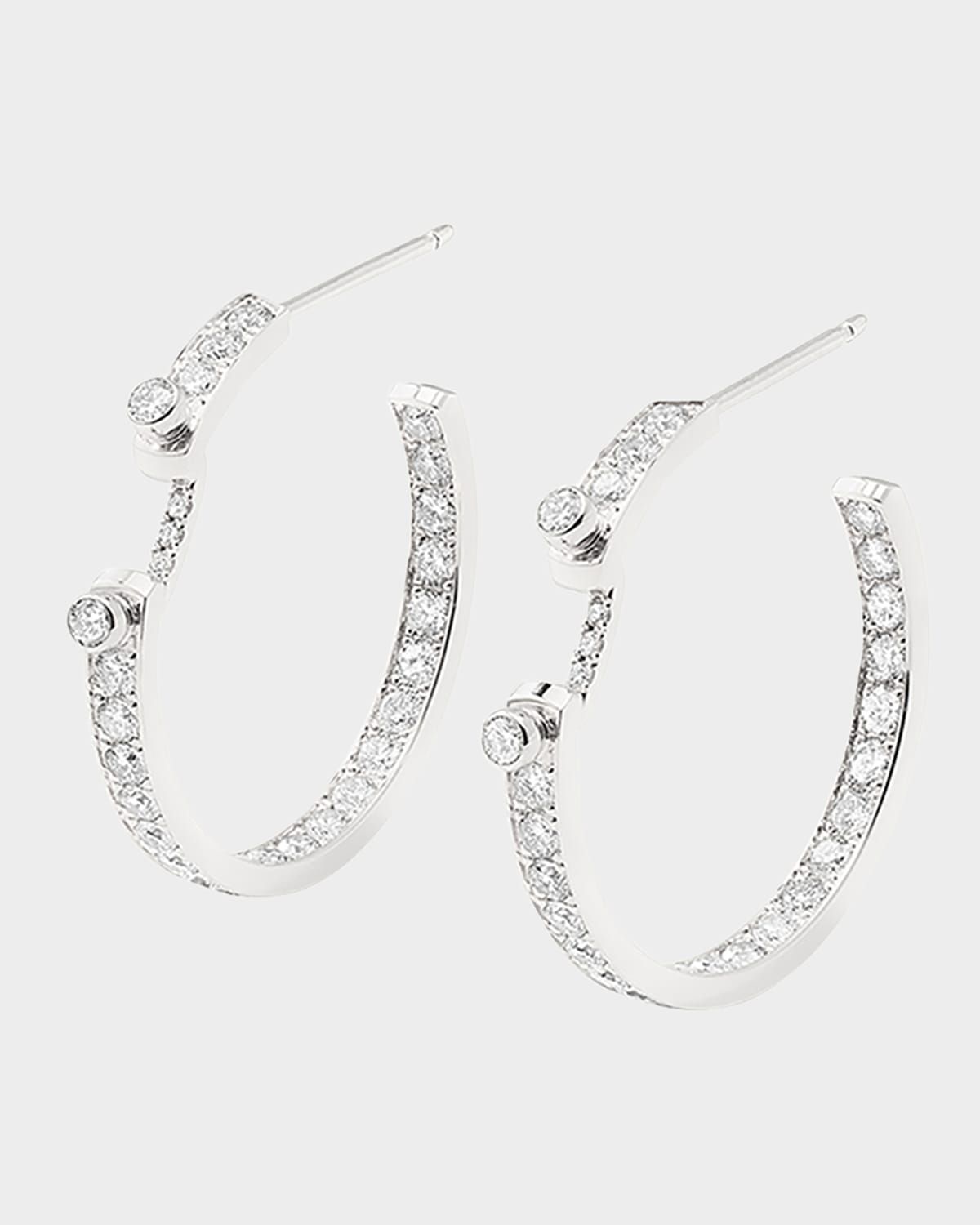 18K Eternity Tuxedo Mood Hoop Earrings