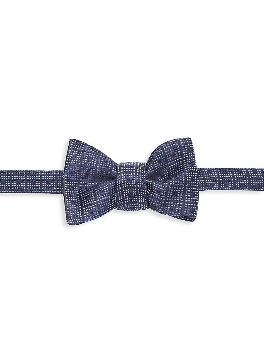 Men's Geometric Silk Bow Tie - Blue
