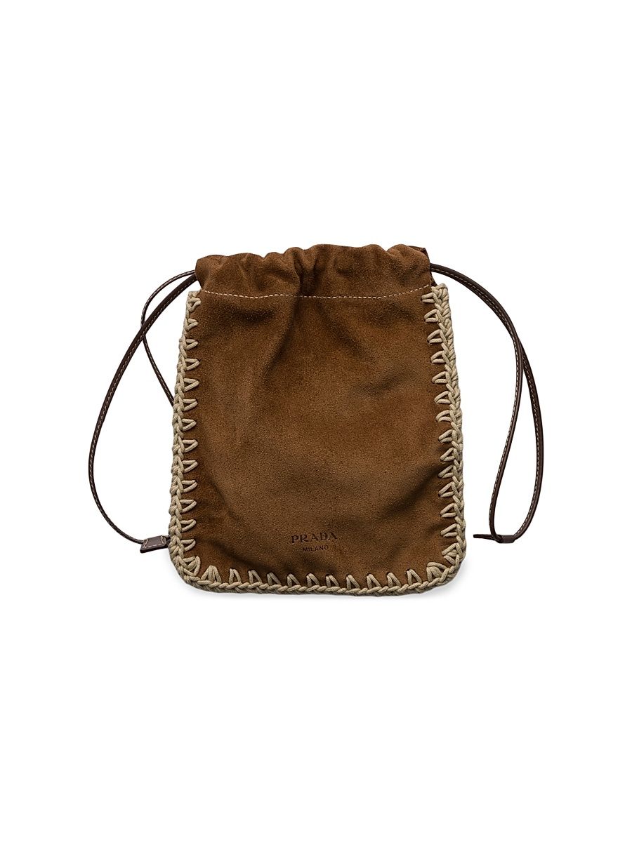 Women's Suede Drawstring Case - Brown