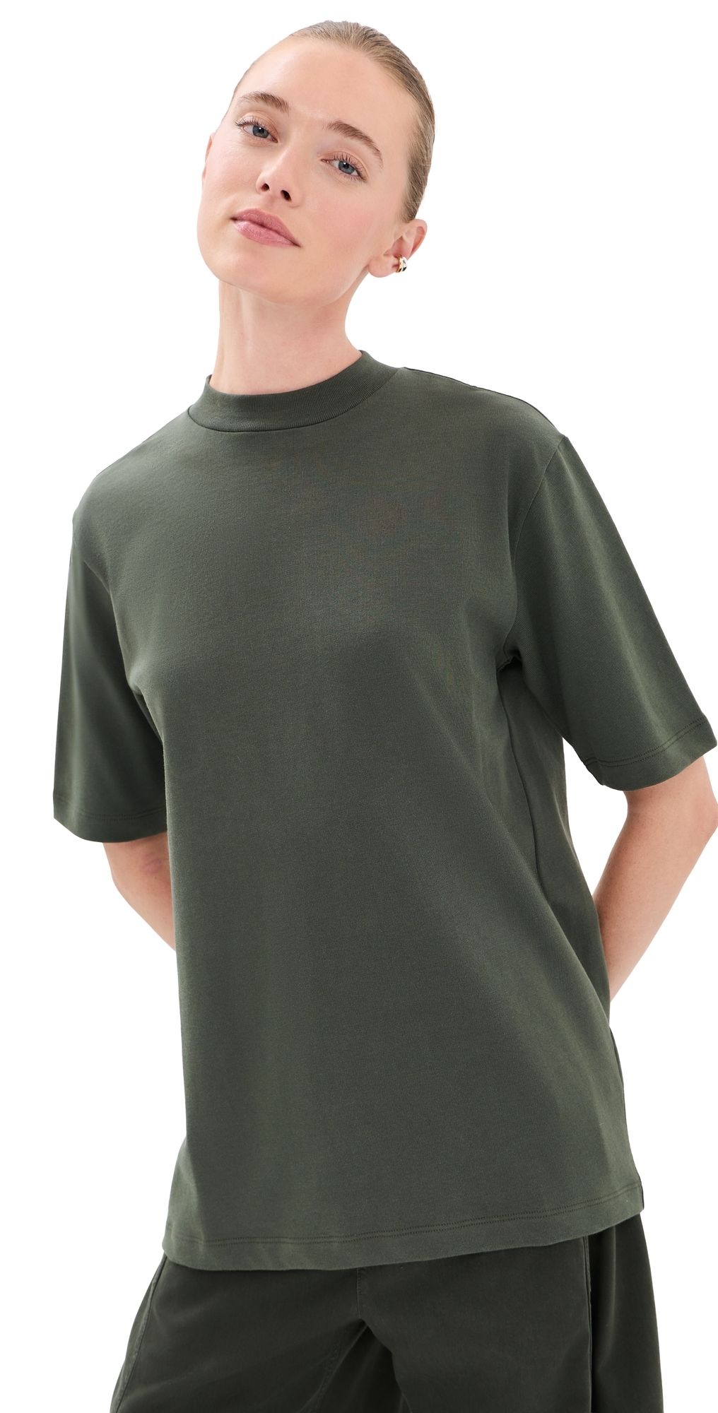 Tibi Perfect Unisex Tee Army Green XL