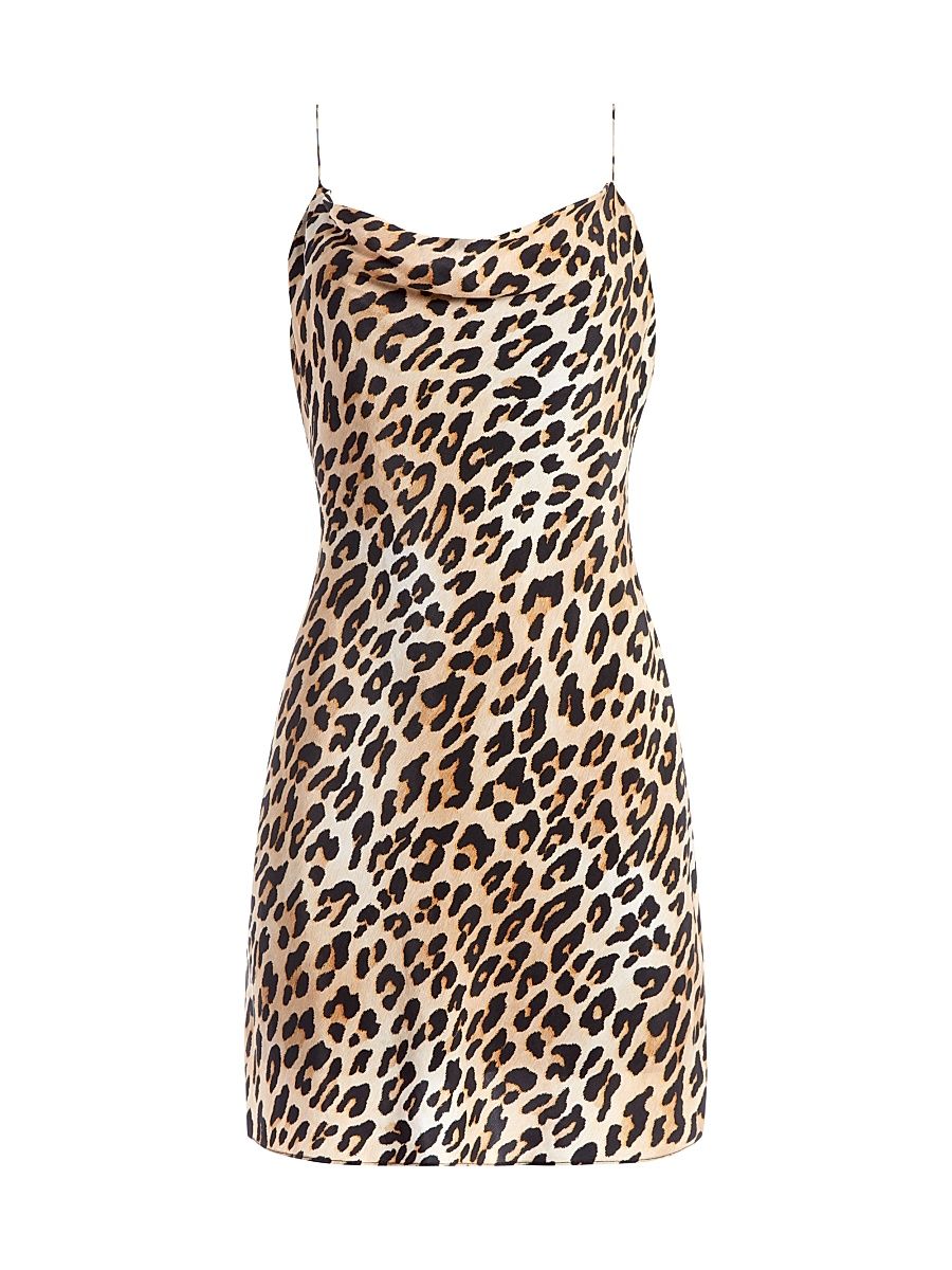 Women's Harmony Leopard Draped Slip Mini Dress - Leopard Multi - Size 8