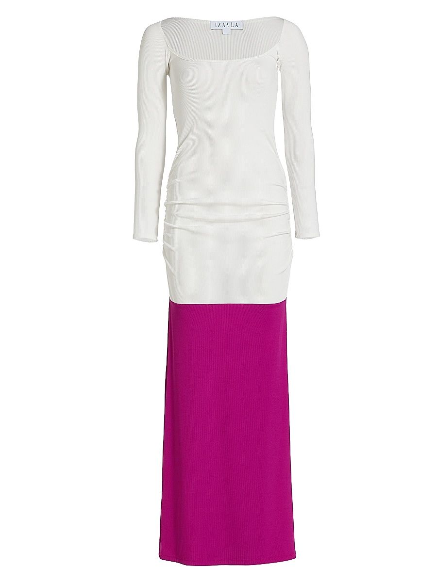 Women's Colorblock Maxi Dress - White Fuscia - Size Large