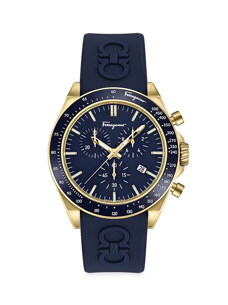 Men's Unisex FERRAGAMO Urban Chrono Goldtone Stainless Steel & Silicone Watch - Yellow Gold