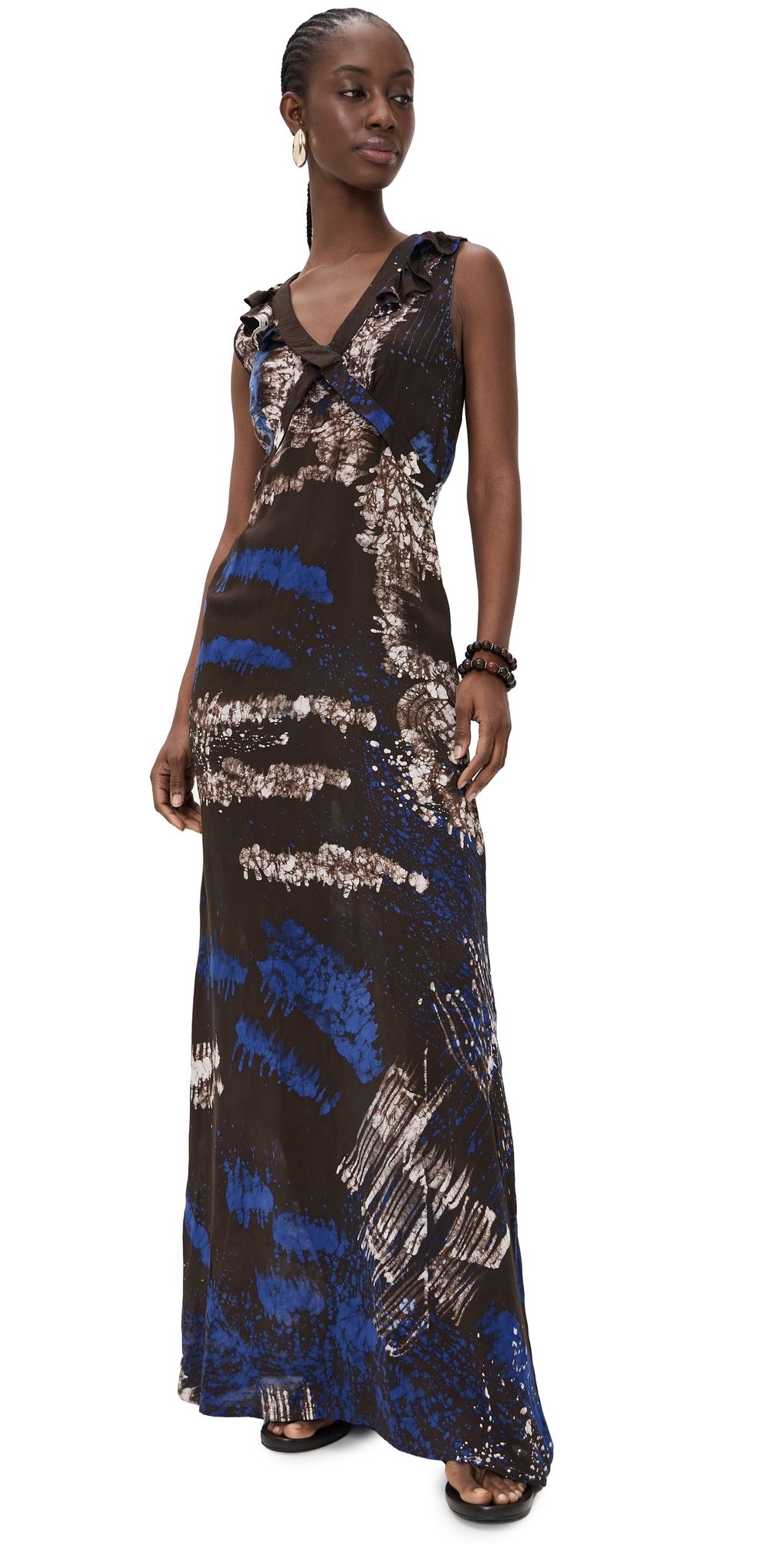 Busayo Kemi Dress Blue/Brown/Peach S
