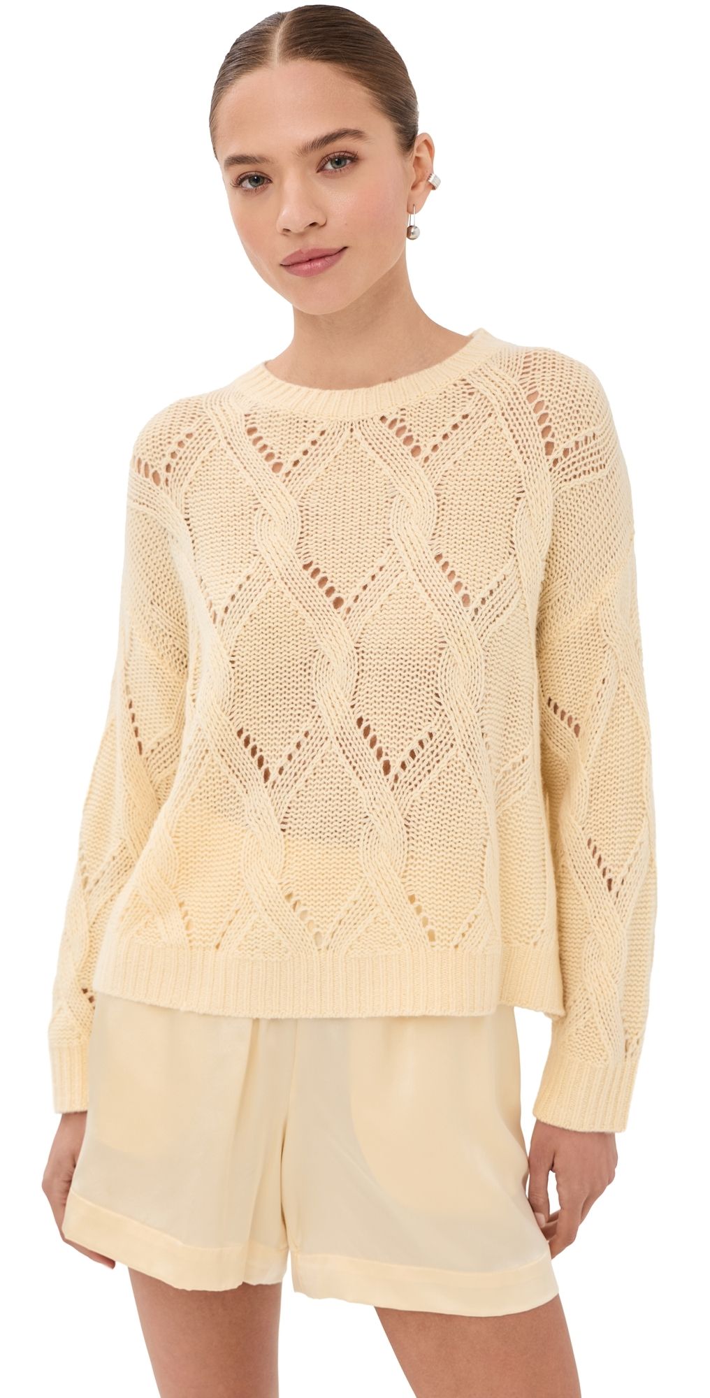 Sablyn Gia Slouchy Cashmere Crew Neck Sweater Buttercup S