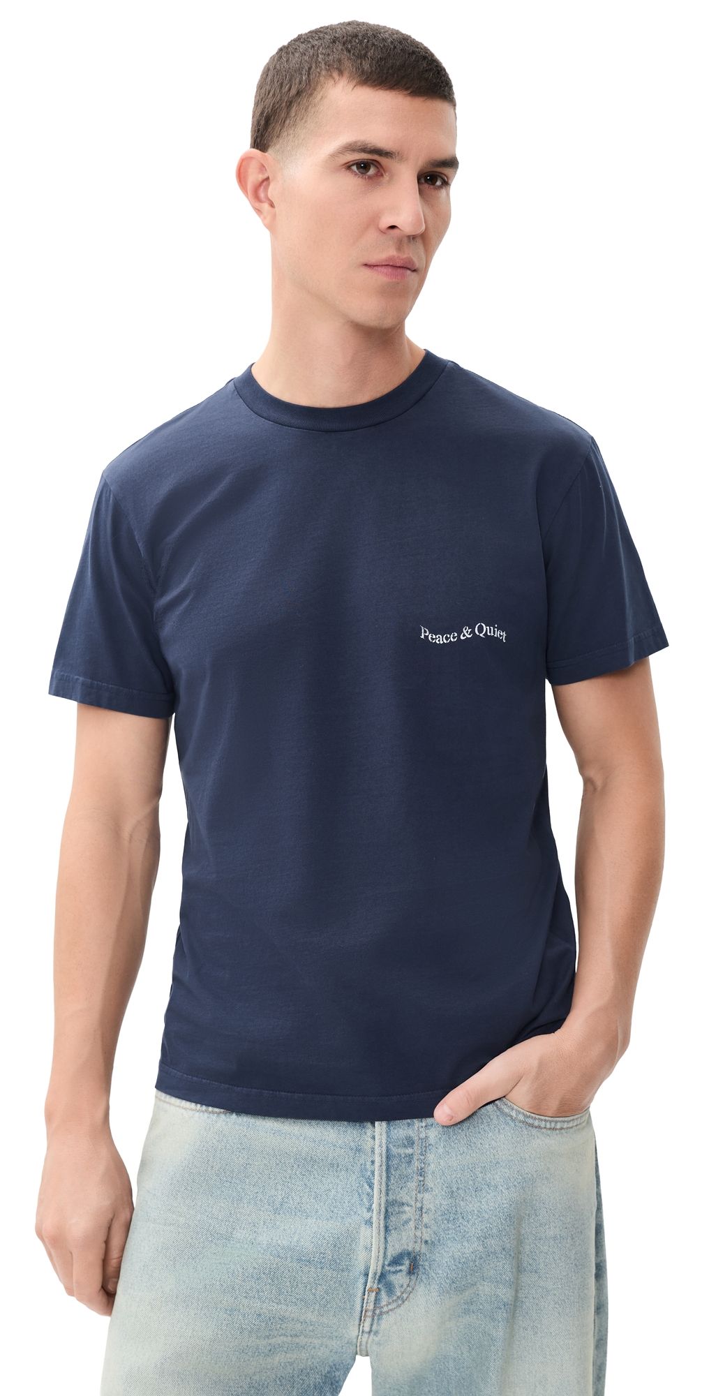 Museum of Peace and Quiet Stencil T-Shirt Navy M