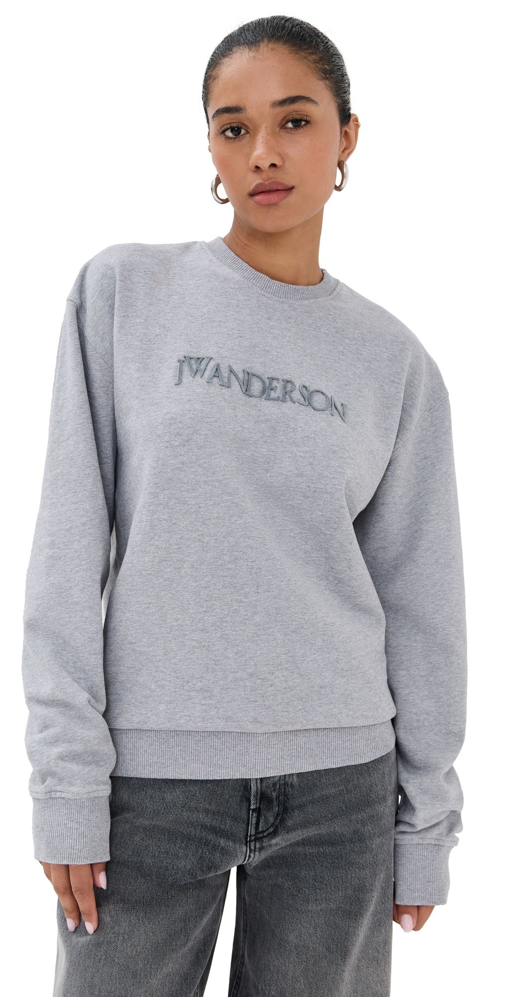 JW Anderson Logo Embroidery Sweatshirt Grey Melange XS