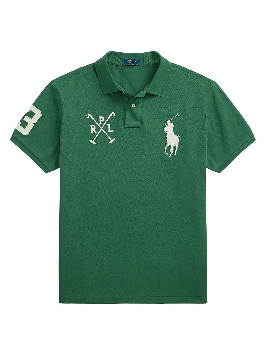 Men's Custom-Slim-Fit Big Pony Mesh Polo Shirt - Washed Forest - Size XXL