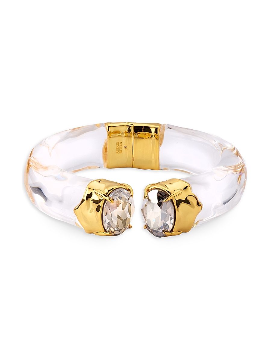 Women's Bonbon 14K-Gold-Plated, Lucite & Crystal Hinged Bracelet