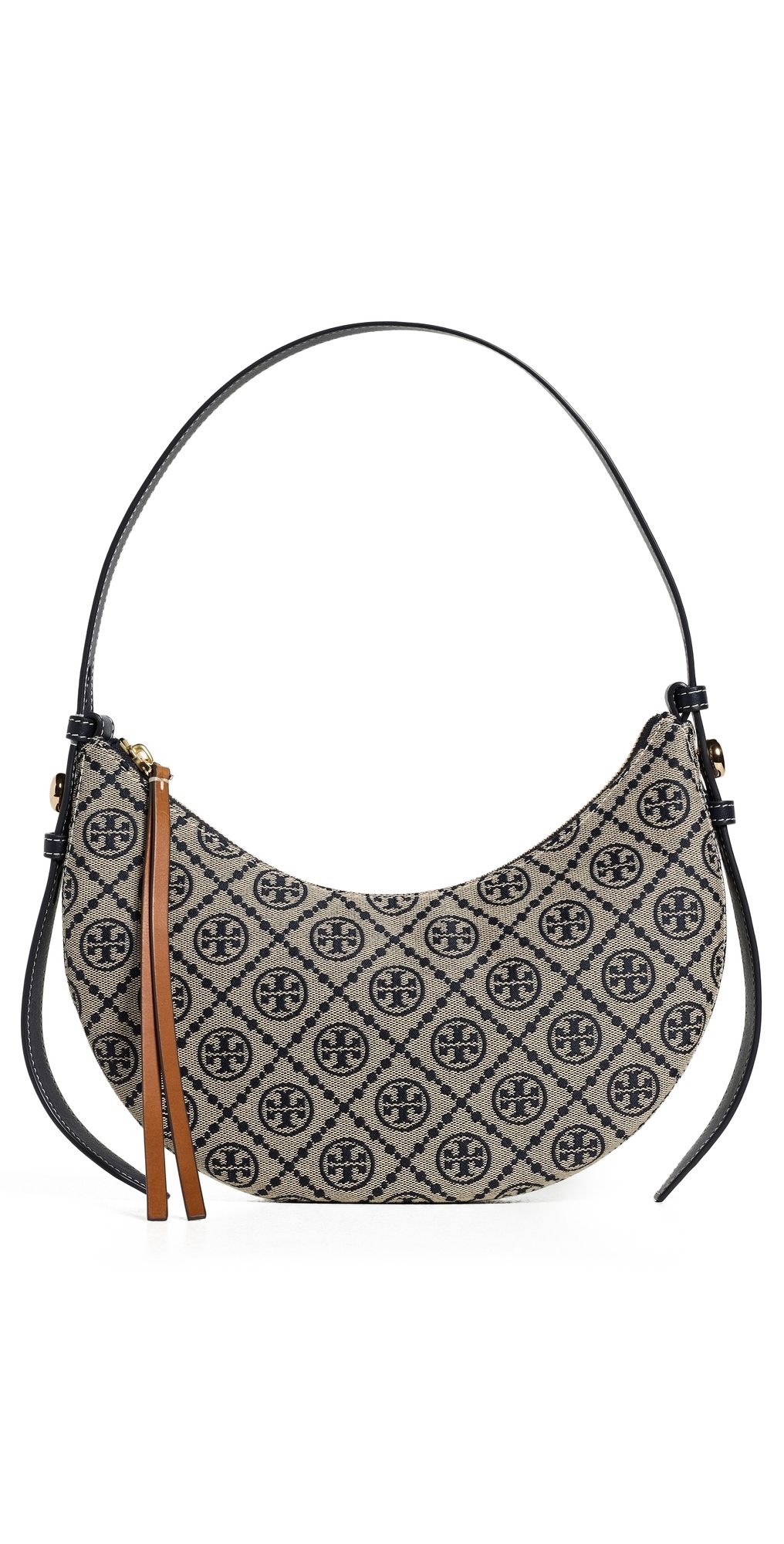 Tory Burch Romy T Monogram Half Moon Bag Tory Navy One Size