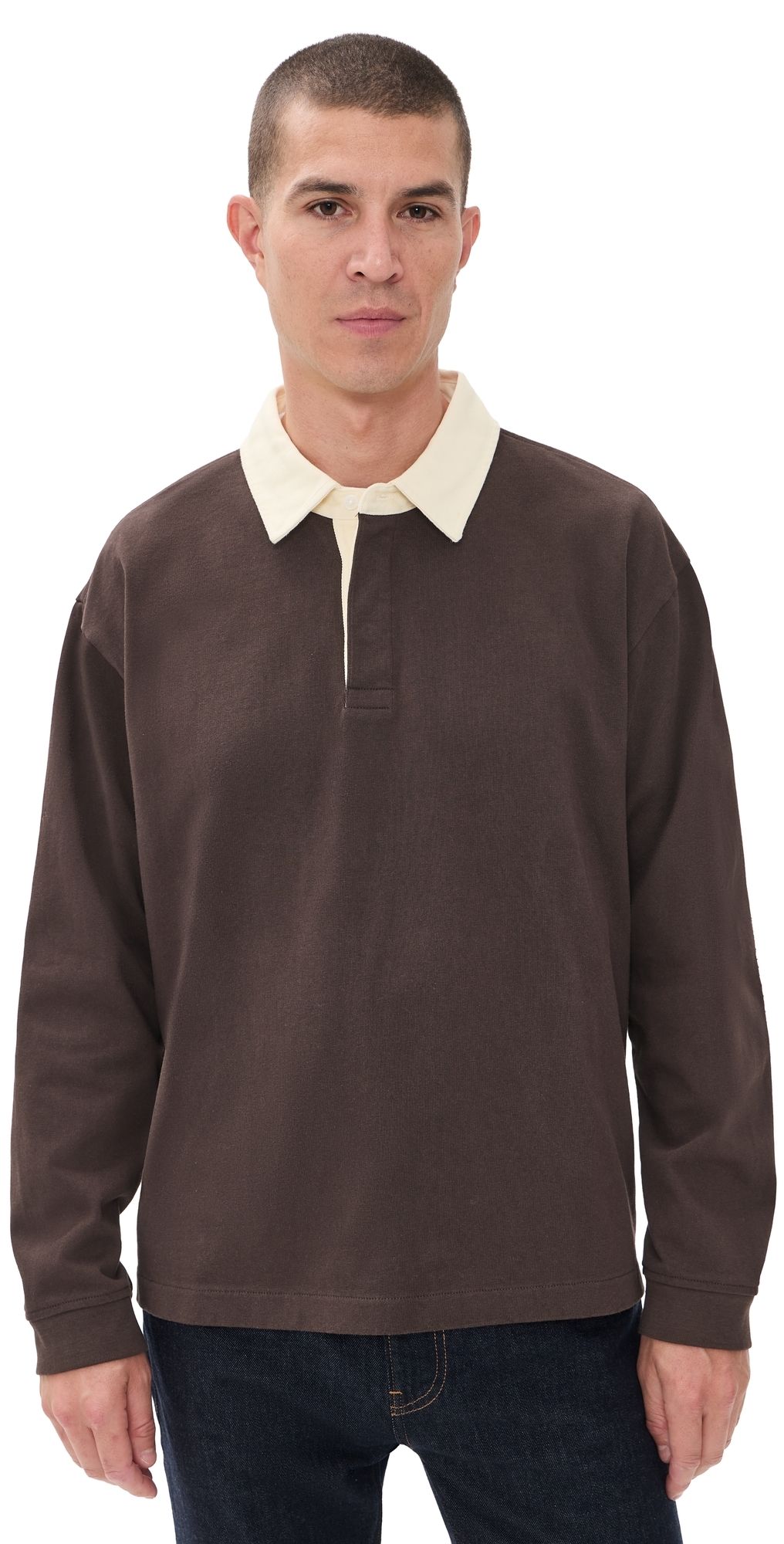 FRAME Rugby Polo Shirt Deep Brown L